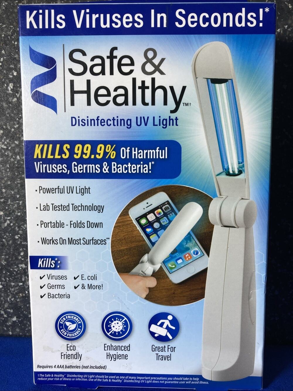 Safe and Healthy Disinfectant UVLight Kills 99.9% Germs, Viruses and Bacteria!